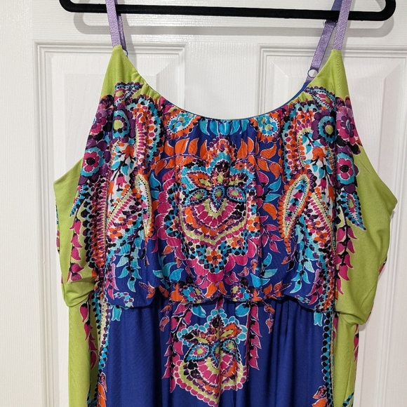 Maurices Vibrant Multicolor Maxi with Spaghetti Straps Dress in Size 3 (3X) - Picture 4 of 11
